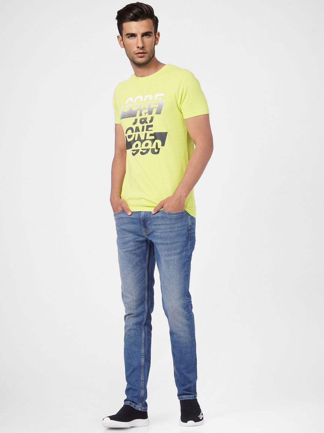 Lime Green Graphic Print Crew Neck T-shirt