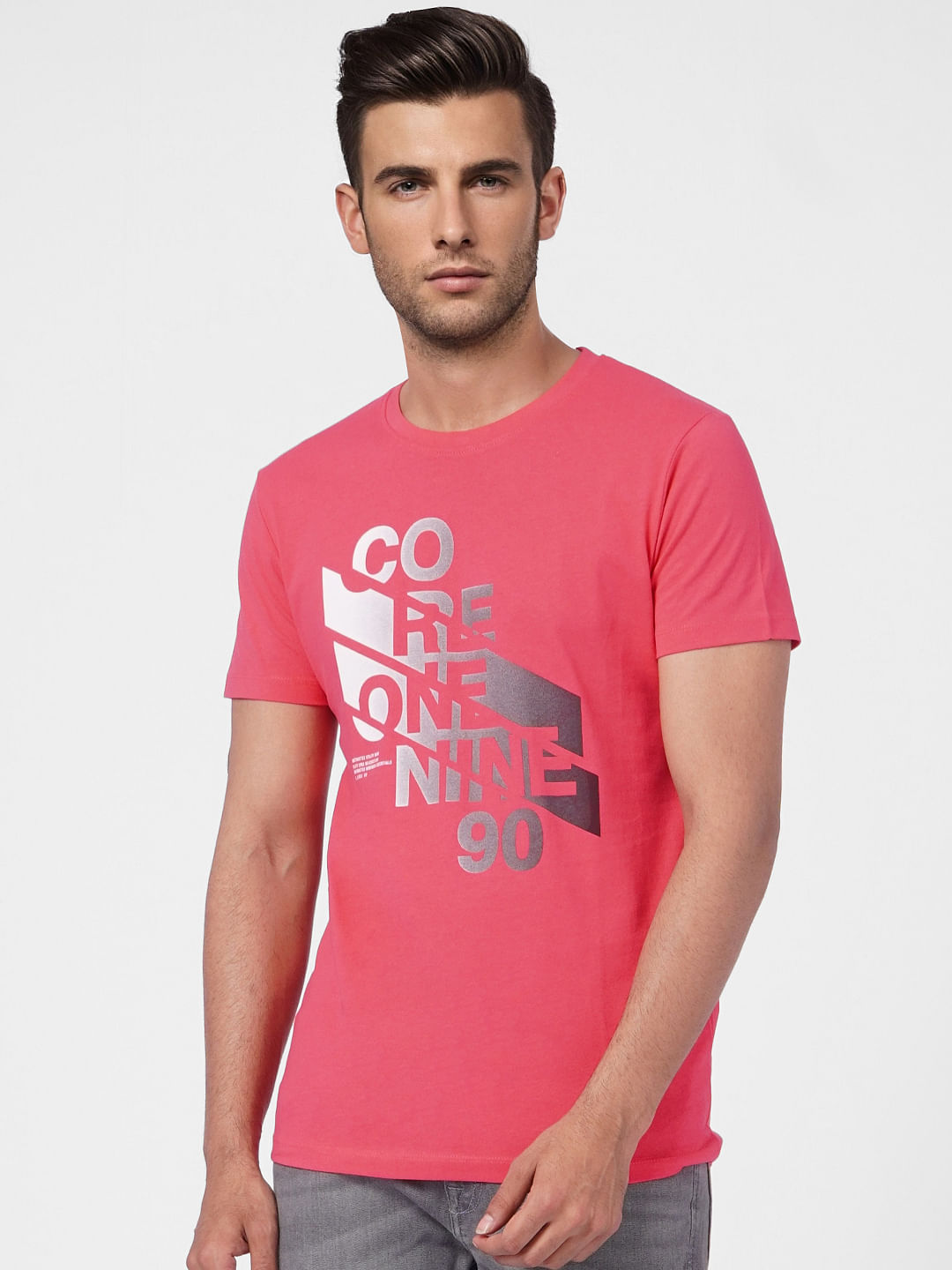 Pink Graphic Print Crew Neck T-shirt