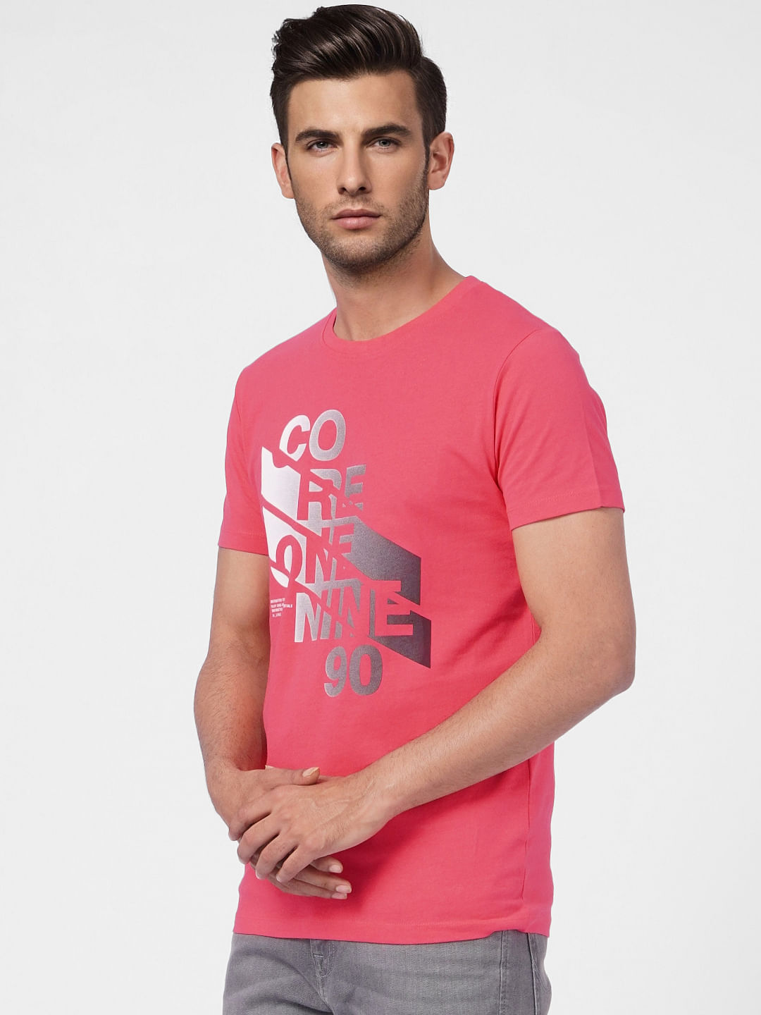 Pink Graphic Print Crew Neck T-shirt