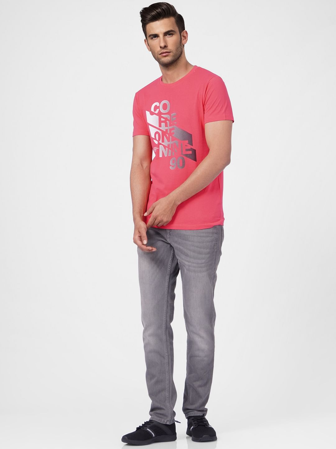 Pink Graphic Print Crew Neck T-shirt