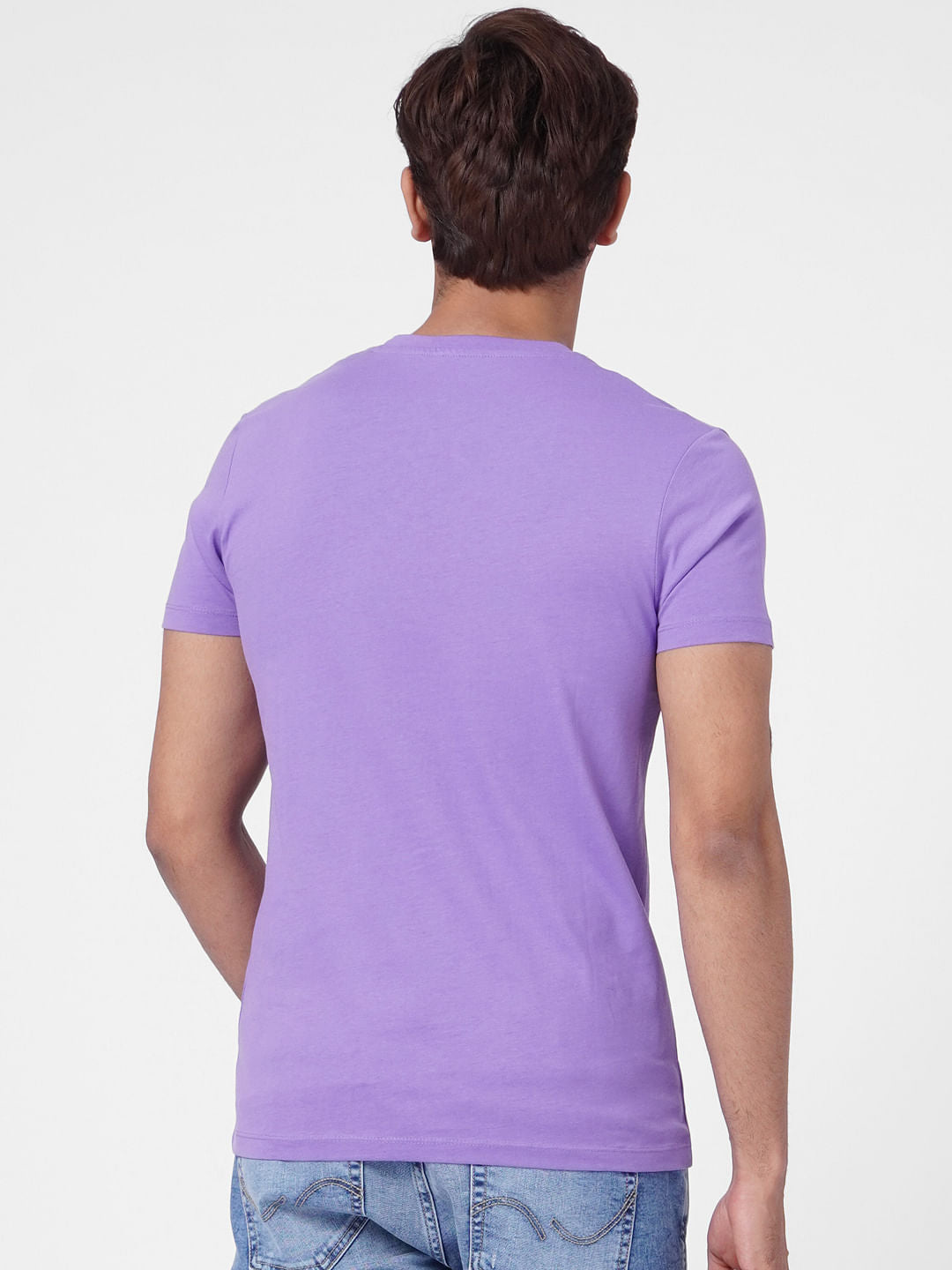 Purple Graphic Print Crew Neck T-shirt