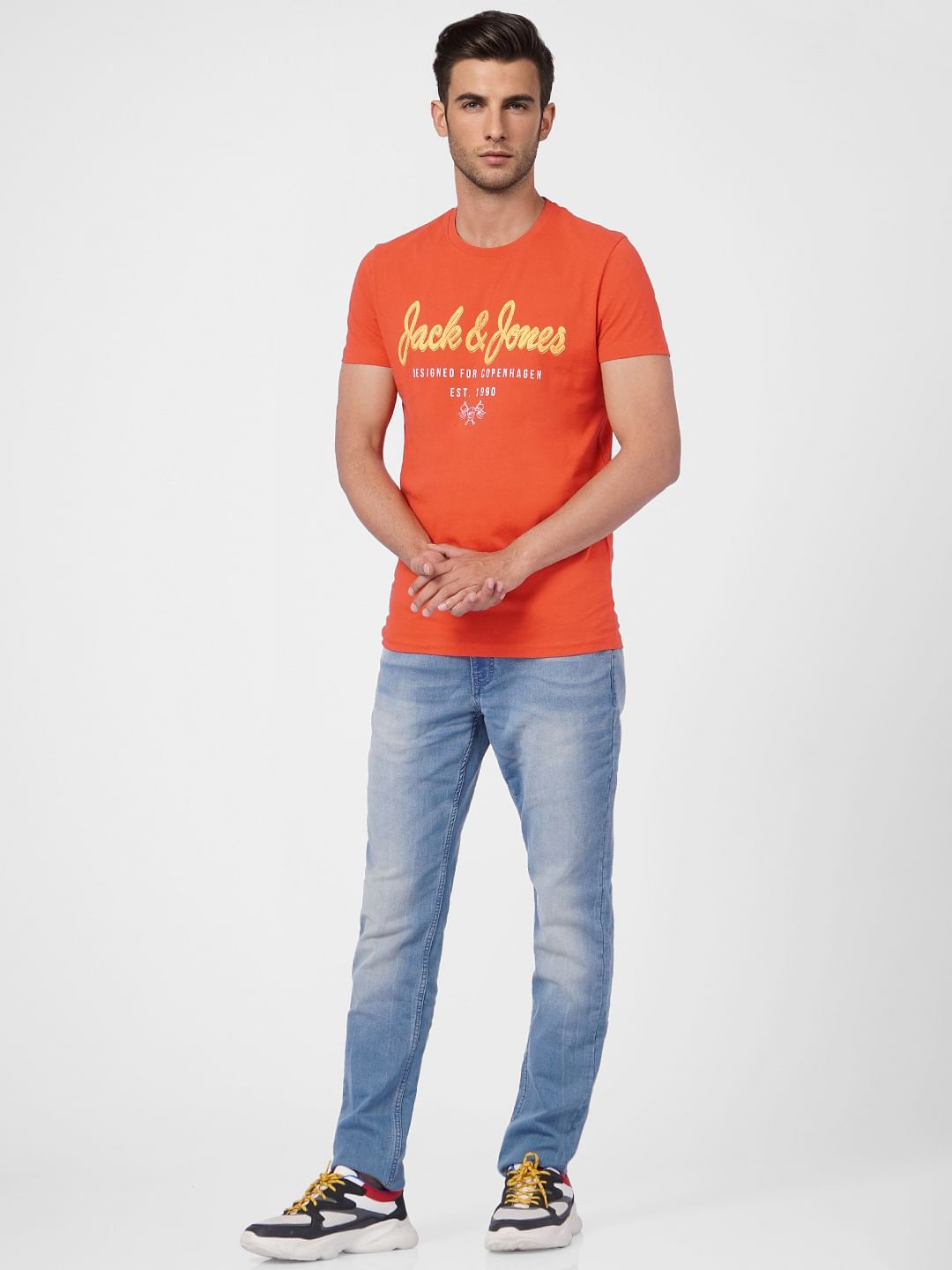 Red Logo Print Crew Neck T-shirt