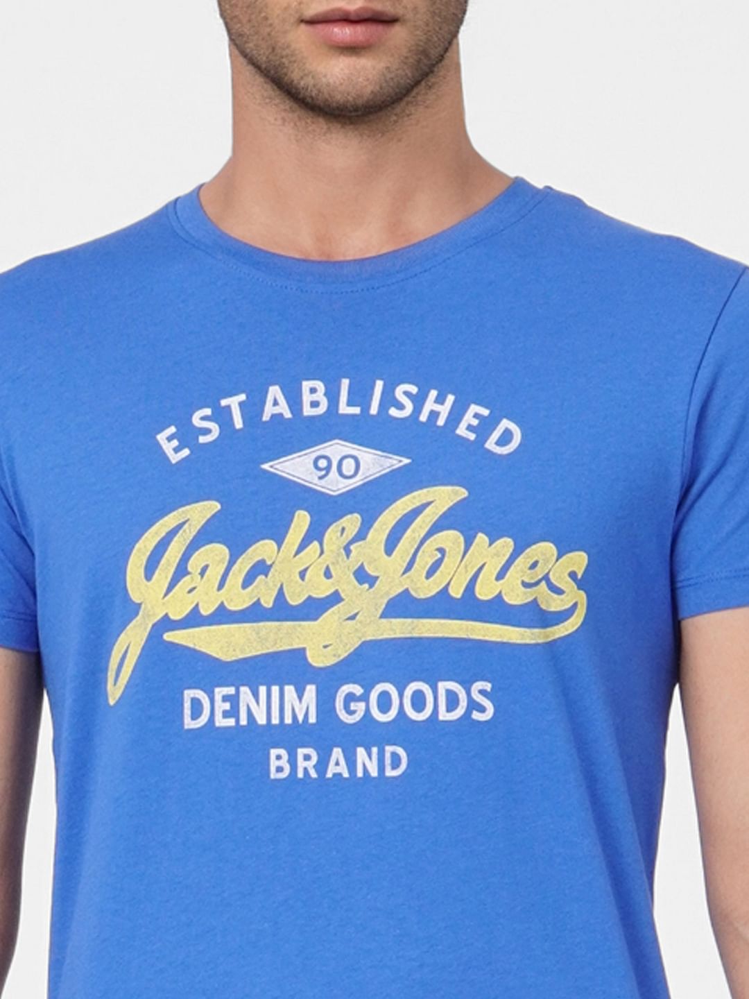 Blue Logo Print Crew Neck T-shirt