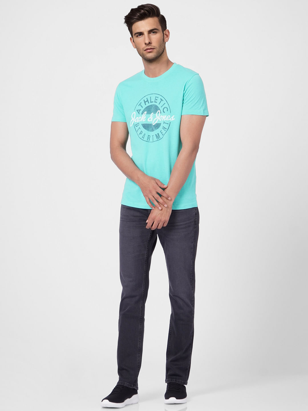 Green Logo Print Crew Neck T-shirt