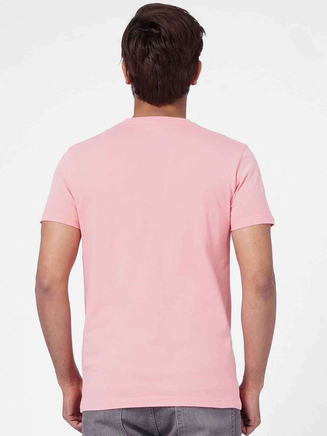 Pink Text Print Crew Neck T-shirt