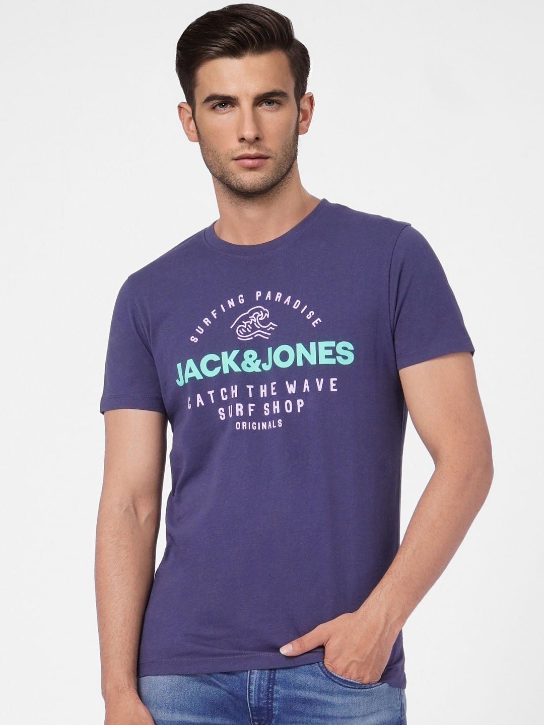Blue Graphic Print Crew Neck T-shirt