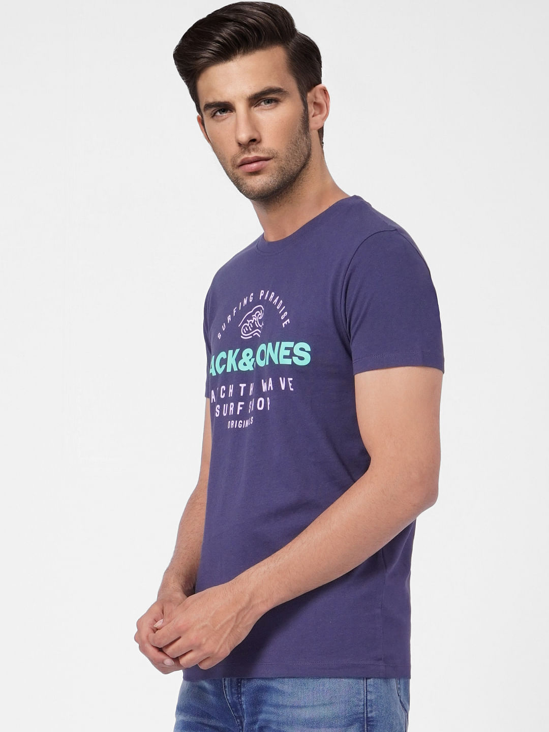 Blue Graphic Print Crew Neck T-shirt