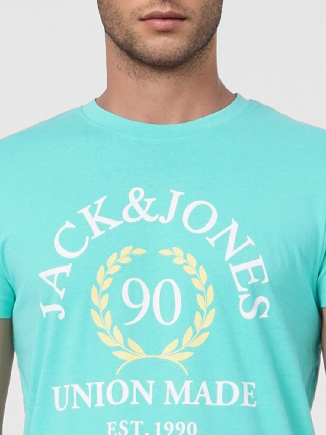 Turquoise Blue Graphic Print Crew Neck T-shirt