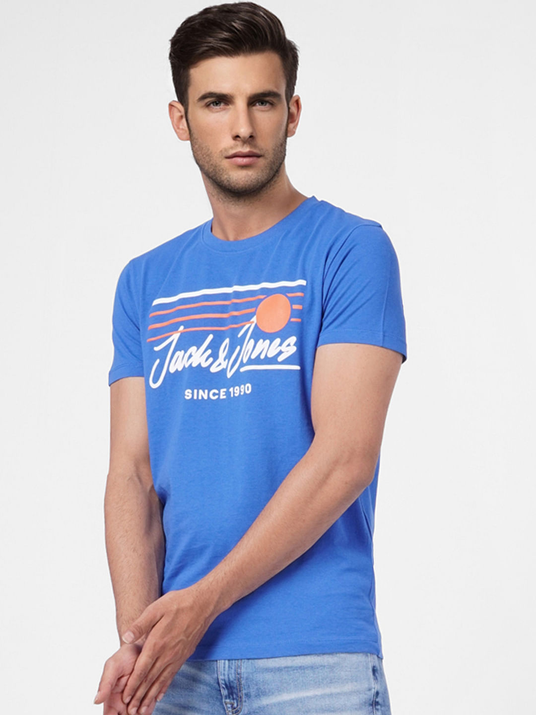 Blue Graphic Print Crew Neck T-shirt