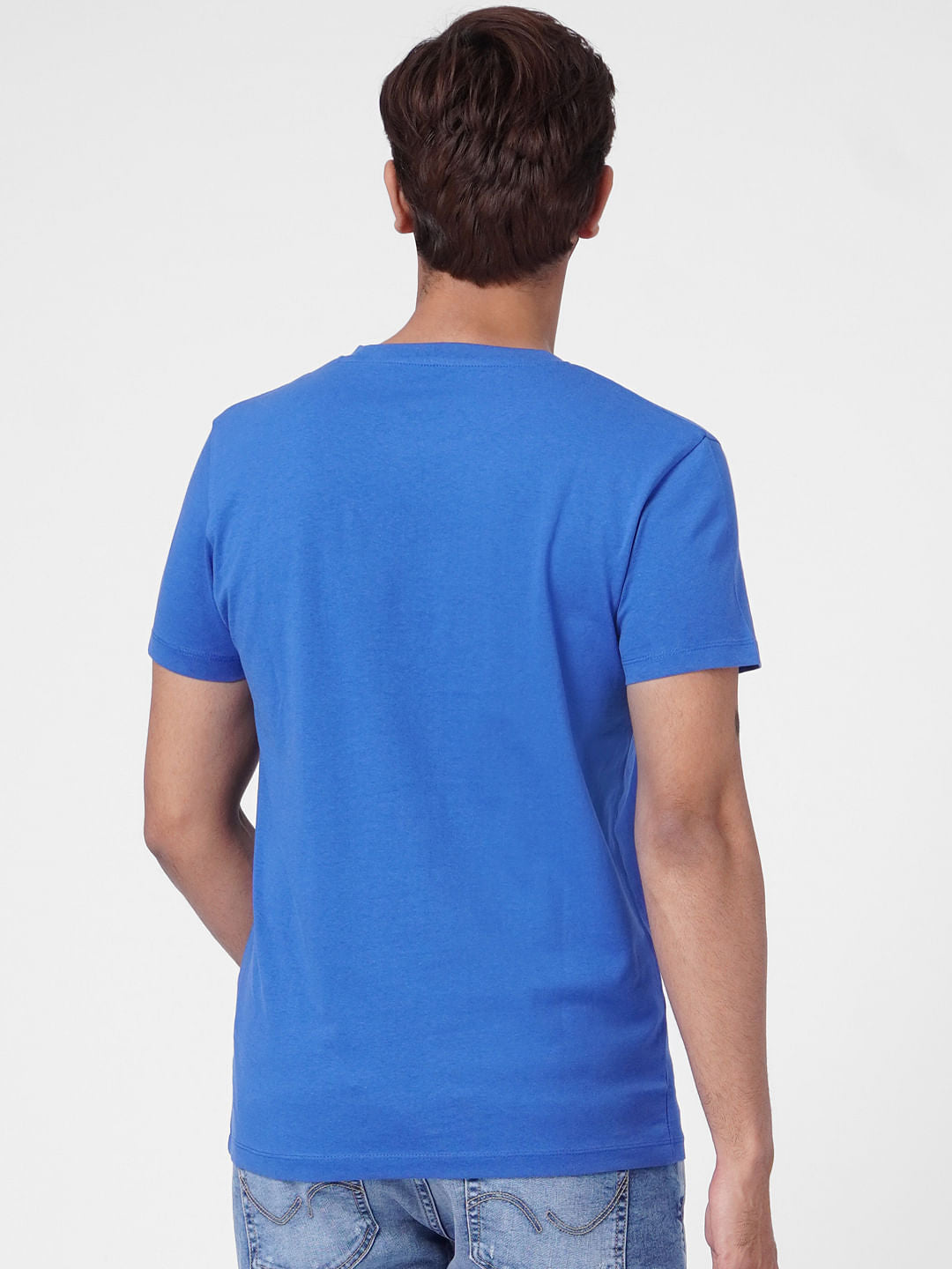Blue Graphic Print Crew Neck T-shirt