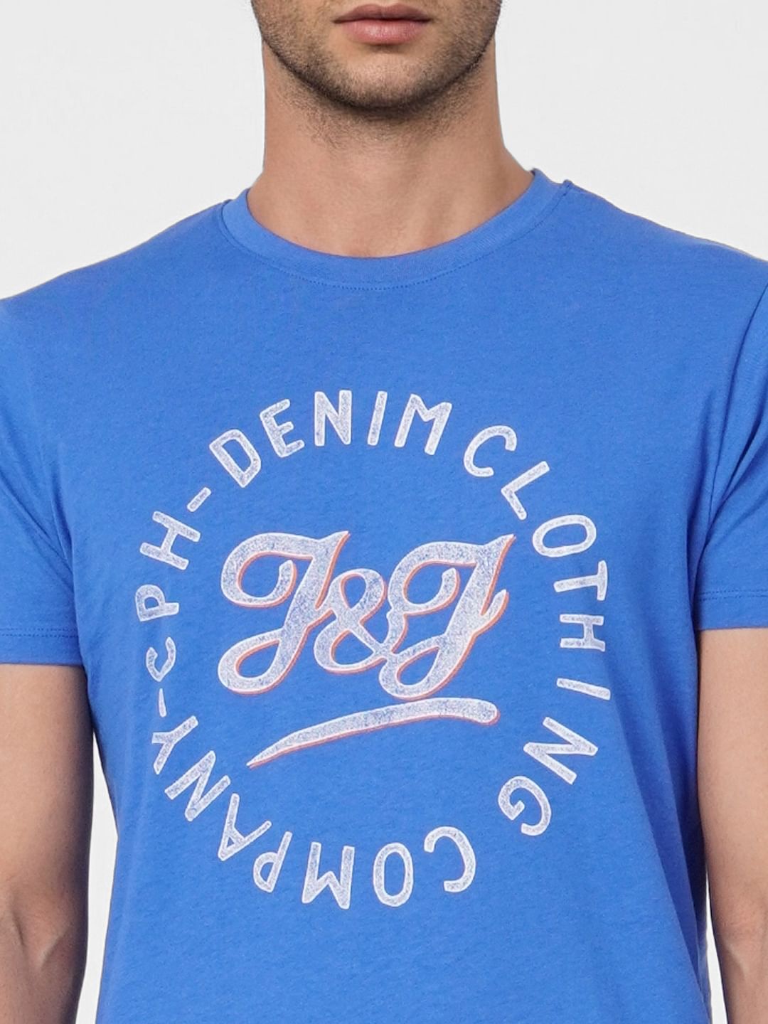 Blue Graphic Print Crew Neck T-shirt