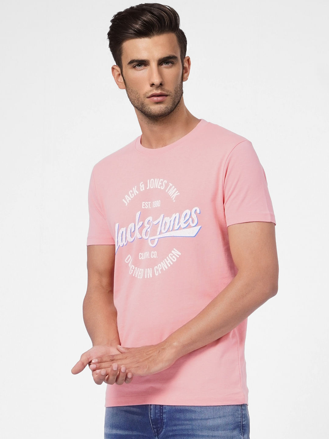 Pink Graphic Print Crew Neck T-shirt