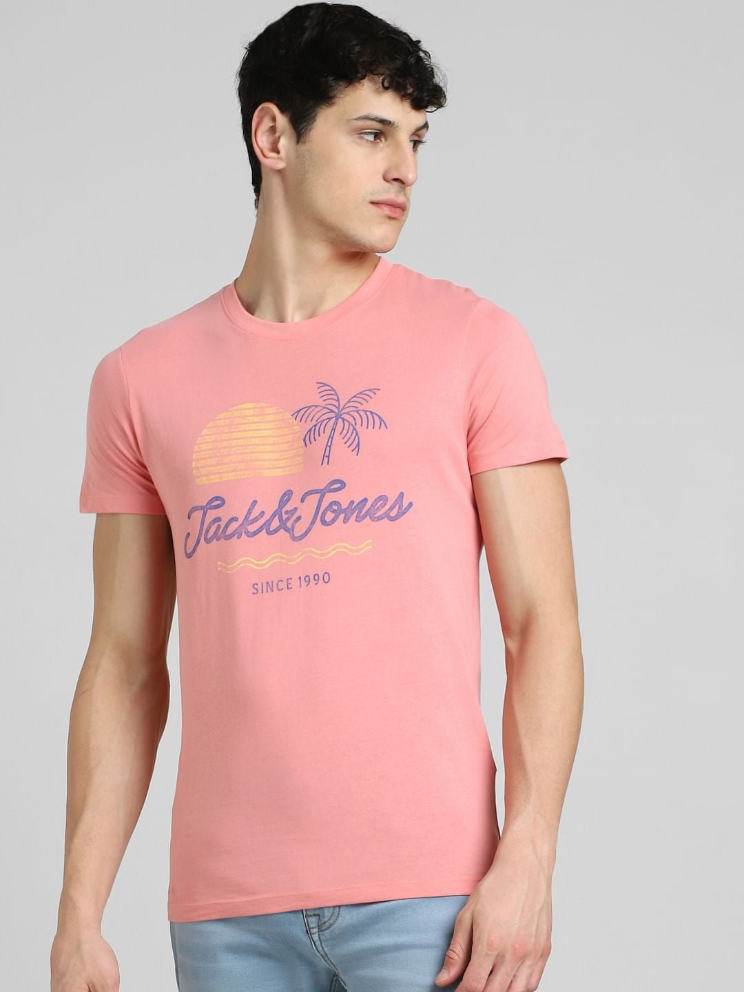 Pink Graphic Print Crew Neck T-shirt
