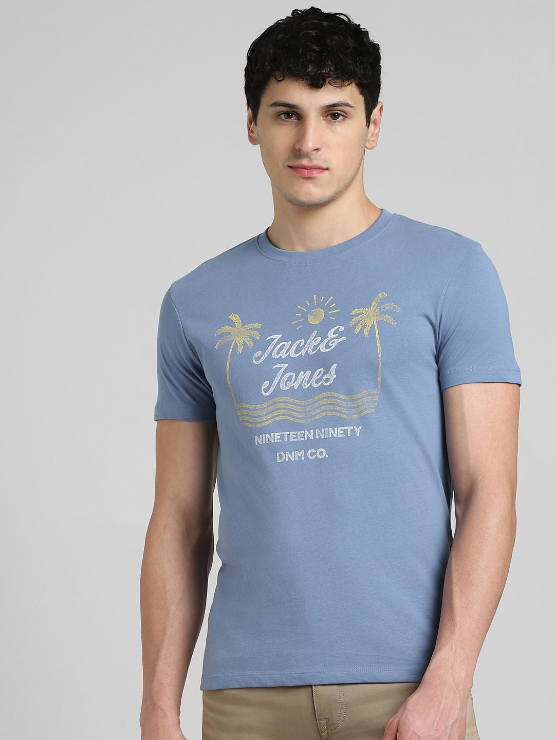 Blue Graphic Print Crew Neck T-shirt
