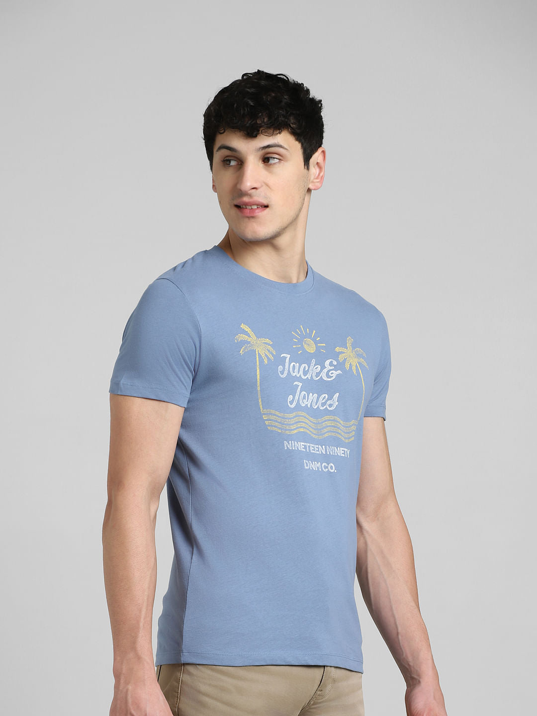 Blue Graphic Print Crew Neck T-shirt