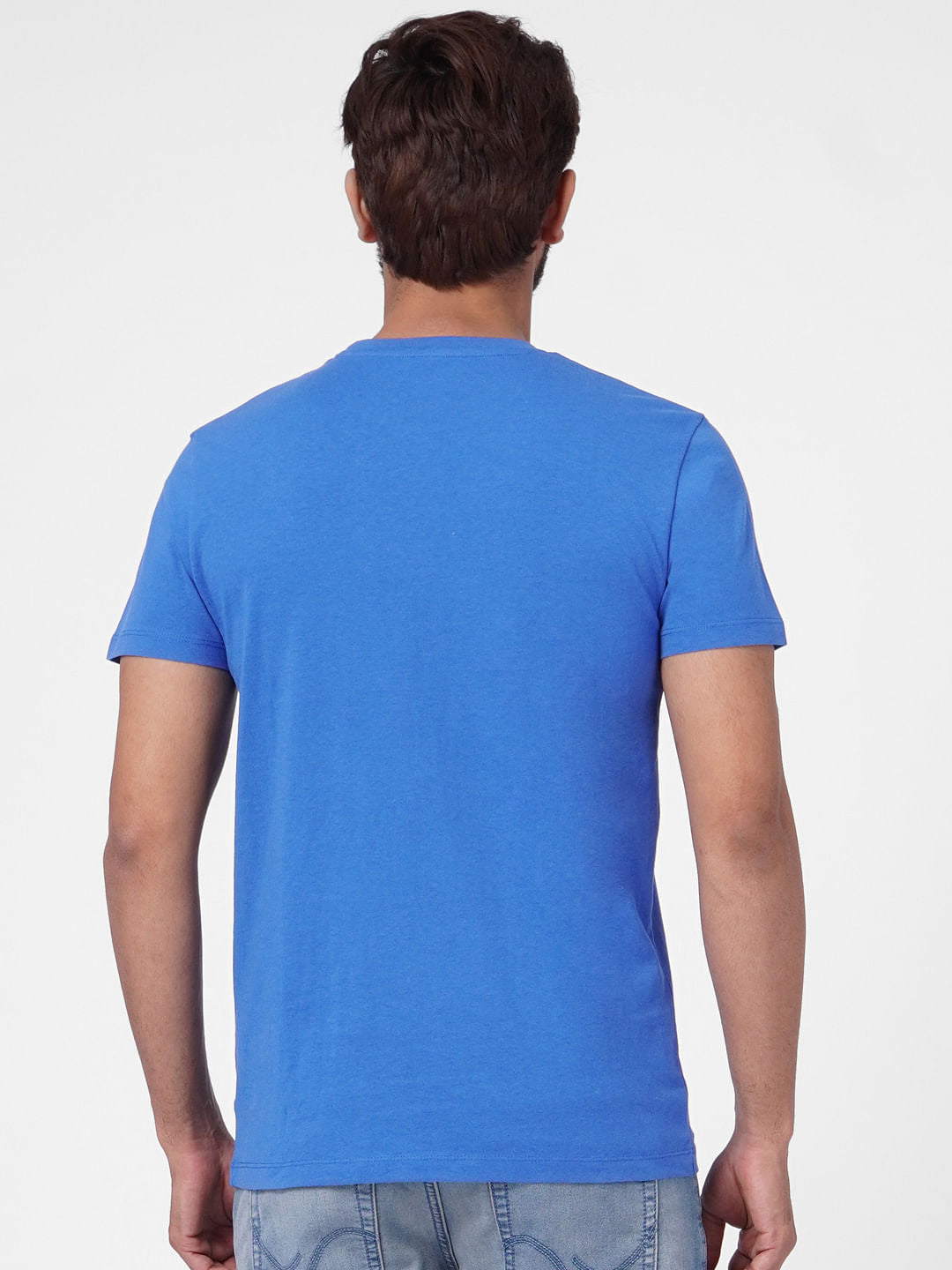 Blue Graphic Print Crew Neck T-shirt