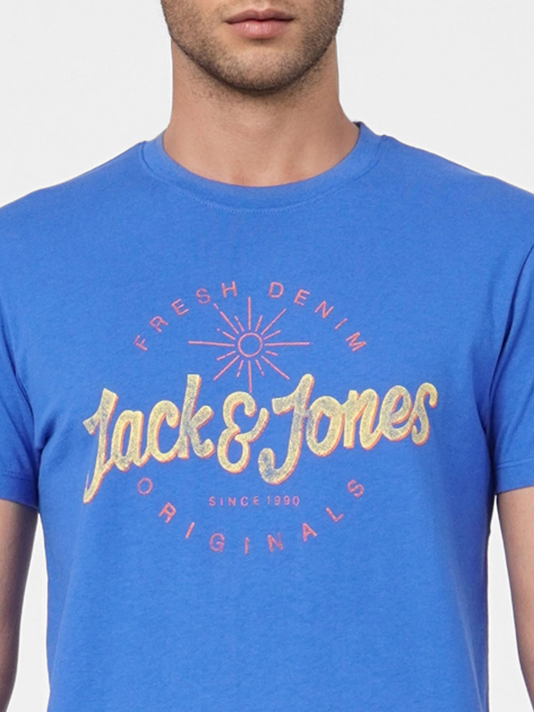 Blue Graphic Print Crew Neck T-shirt