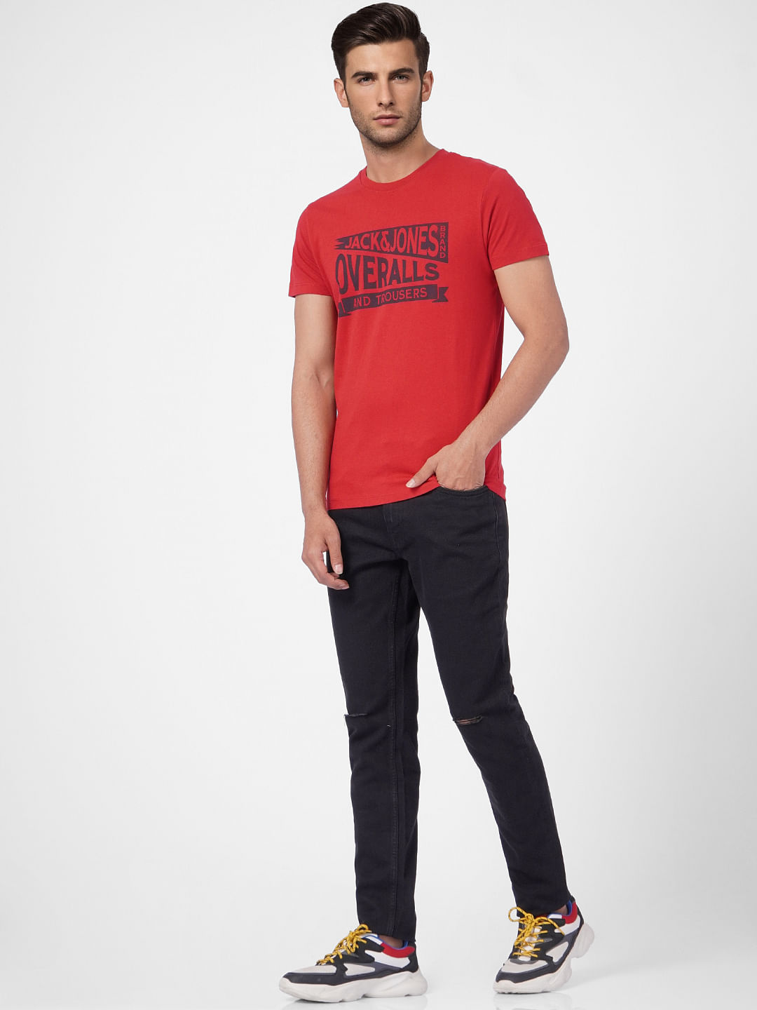 Red Graphic Print Crew Neck T-shirt