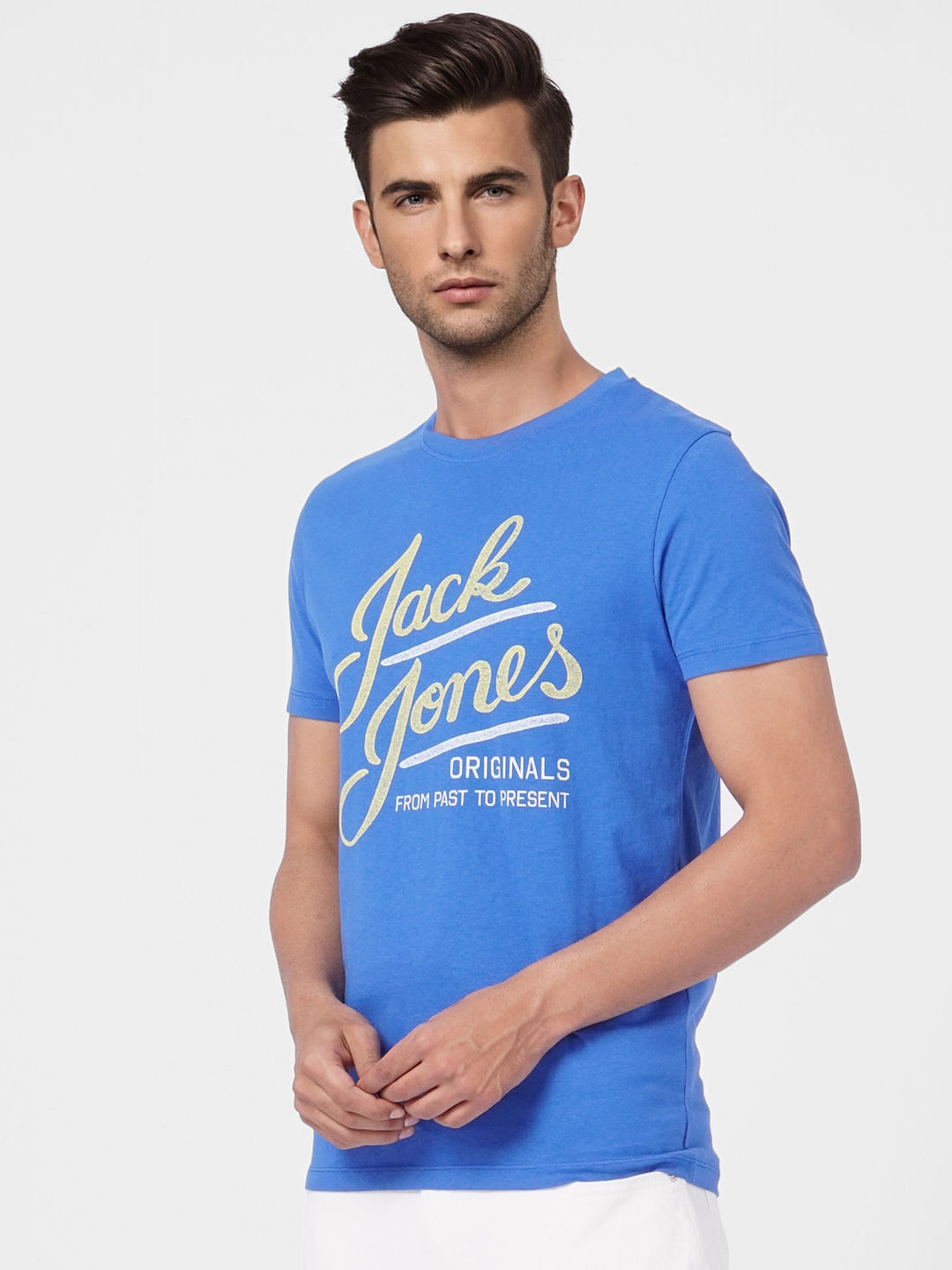 Blue Logo Print Crew Neck T-shirt