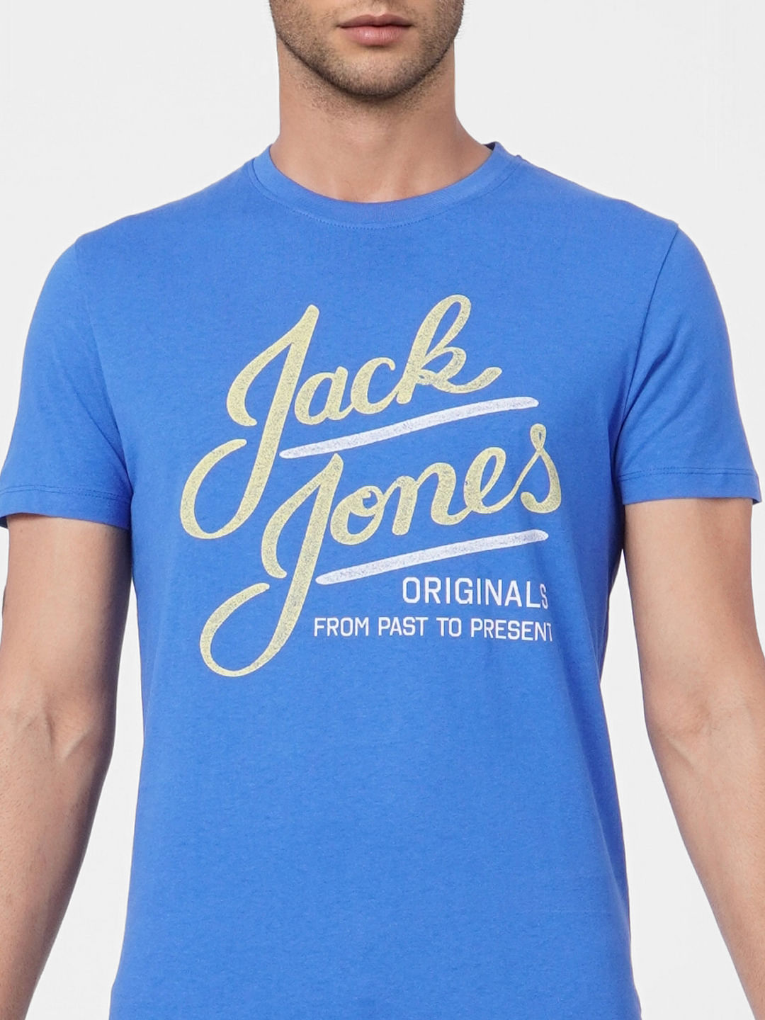 Blue Logo Print Crew Neck T-shirt