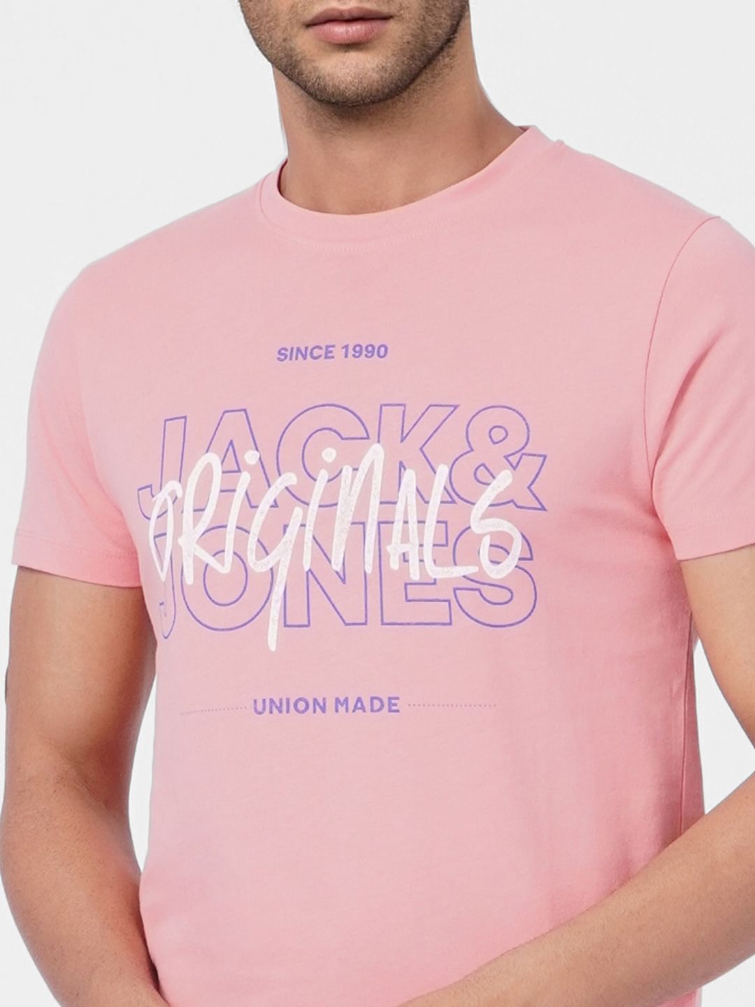 Pink Logo Print Crew Neck T-shirt