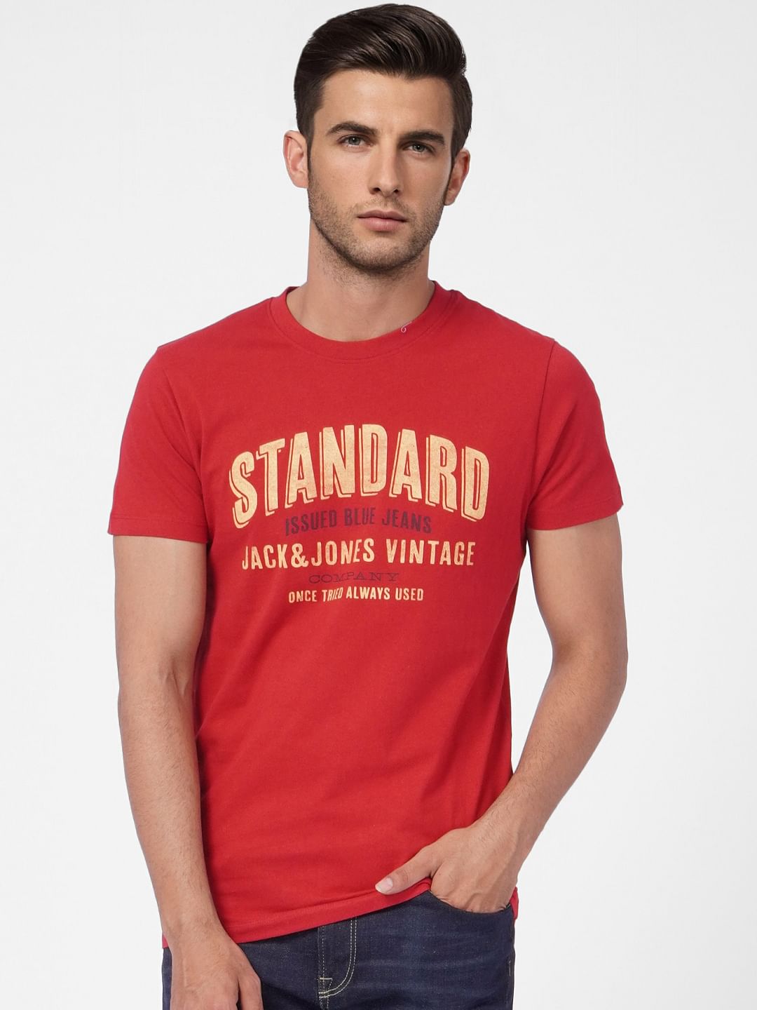Red Graphic Print Crew Neck T-shirt