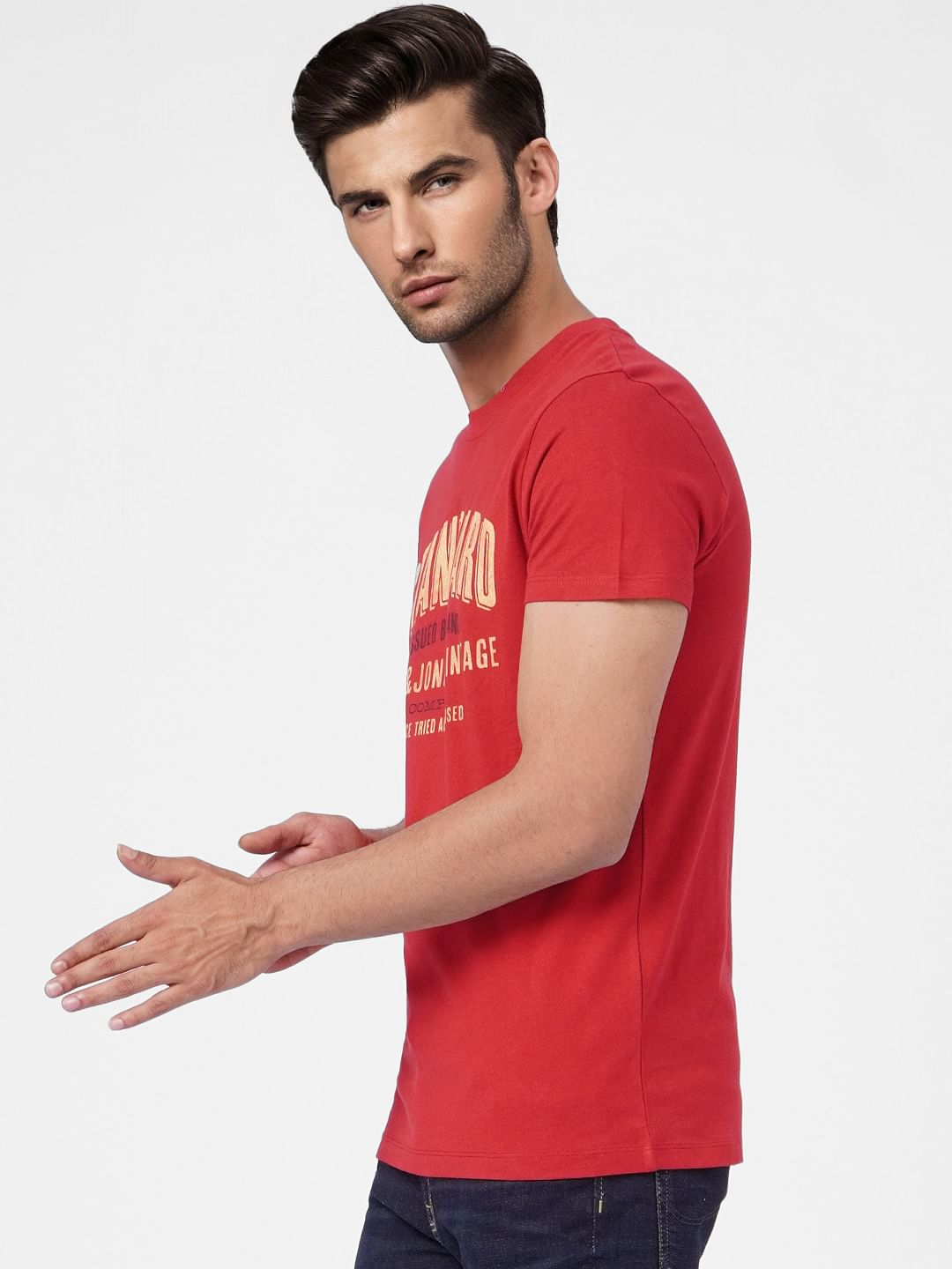 Red Graphic Print Crew Neck T-shirt