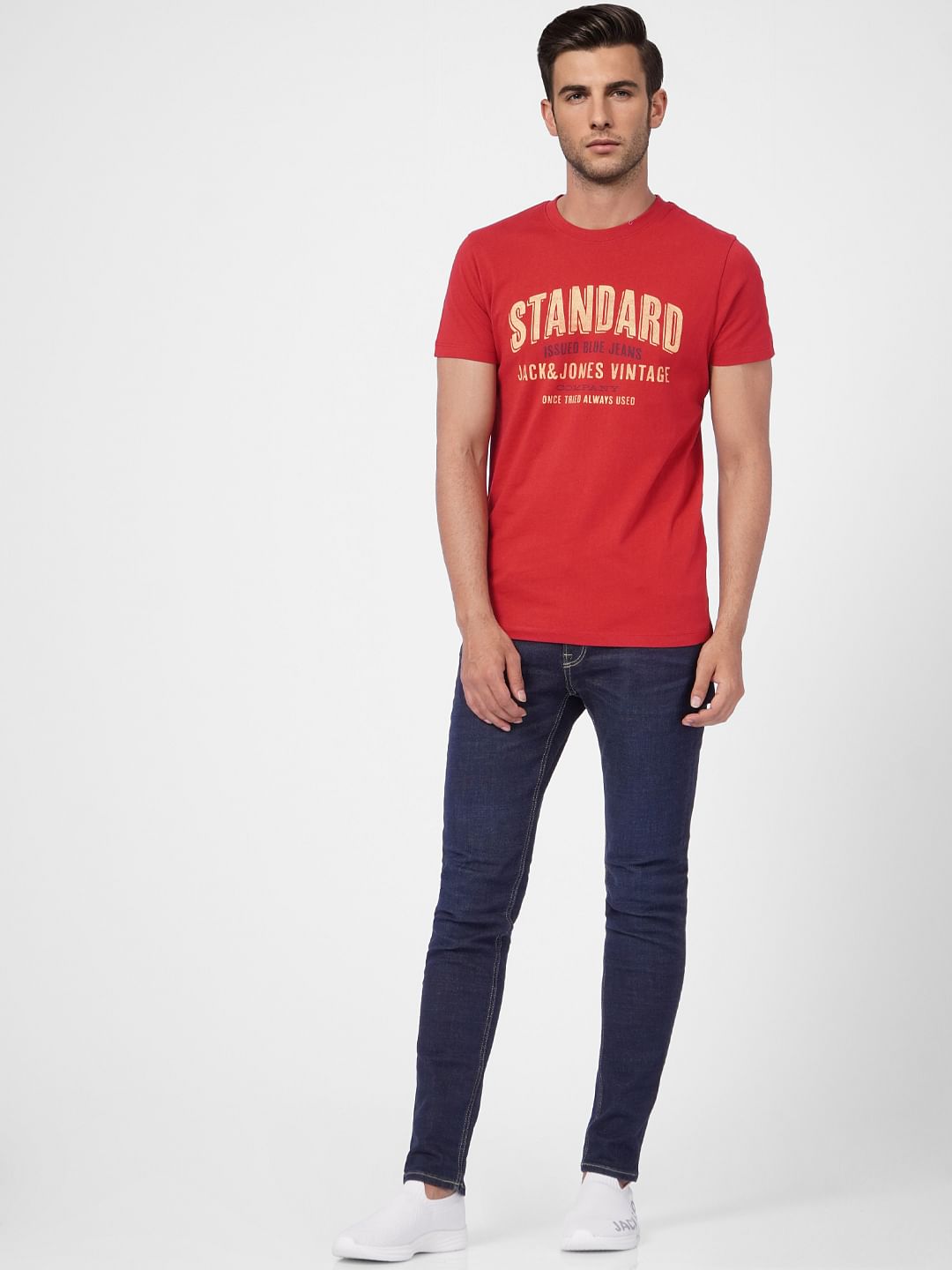 Red Graphic Print Crew Neck T-shirt