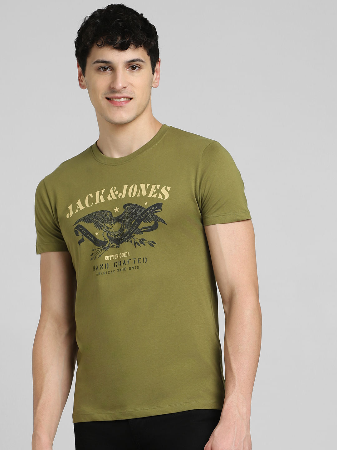 Green Graphic Print Crew Neck T-shirt