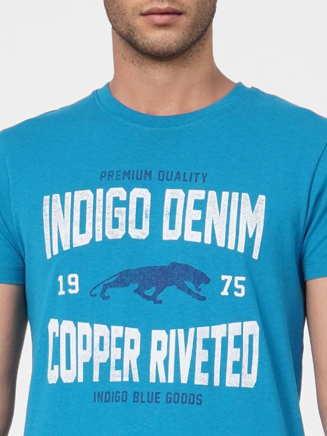 Blue Graphic Print Crew Neck T-shirt