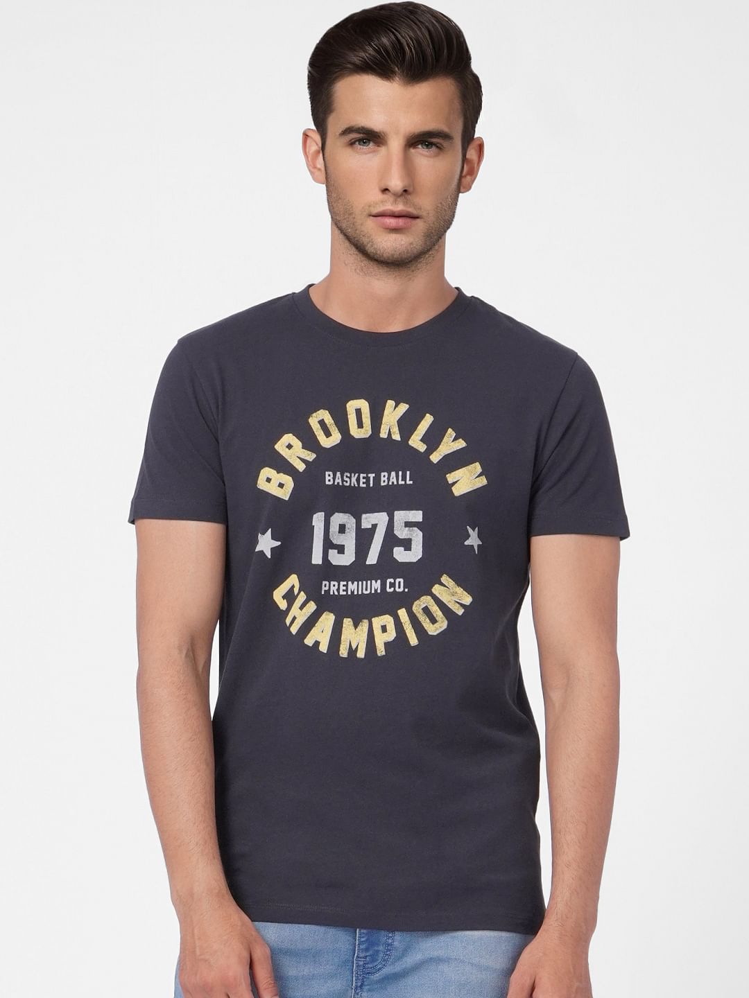 Black Graphic Print Crew Neck T-shirt