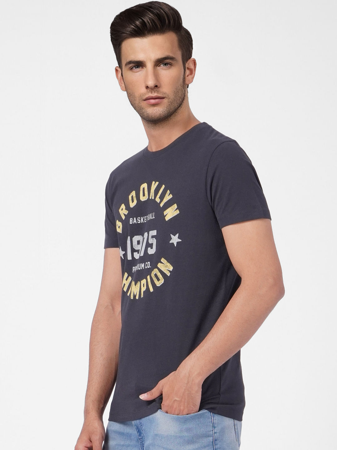 Black Graphic Print Crew Neck T-shirt