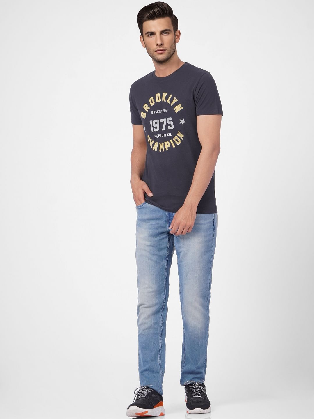 Black Graphic Print Crew Neck T-shirt