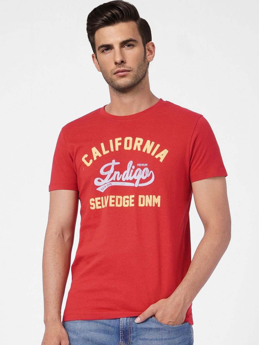 Red Graphic Print Crew Neck T-shirt