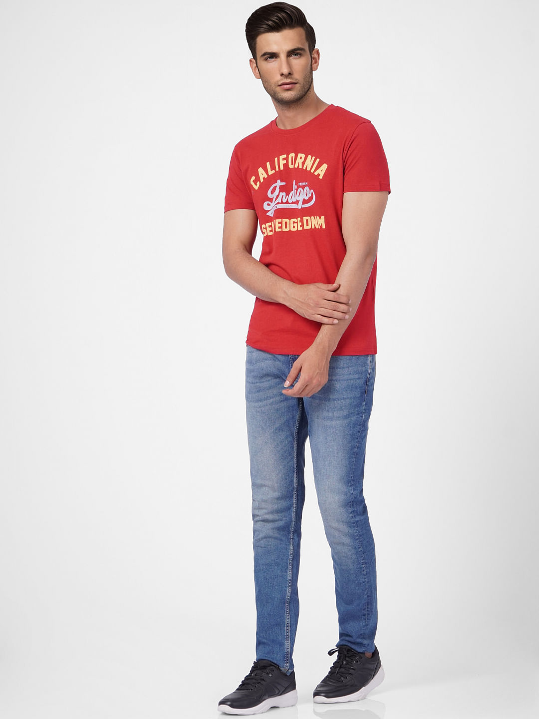 Red Graphic Print Crew Neck T-shirt