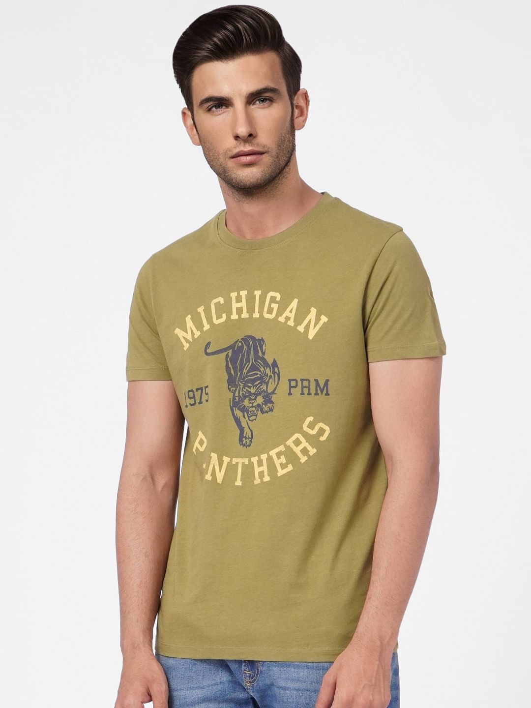 Green Graphic Print Crew Neck T-shirt