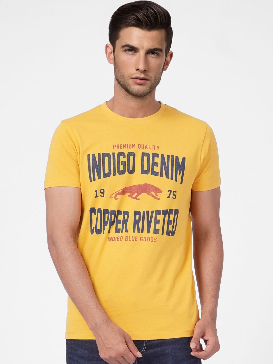 Yellow Graphic Print Crew Neck T-shirt