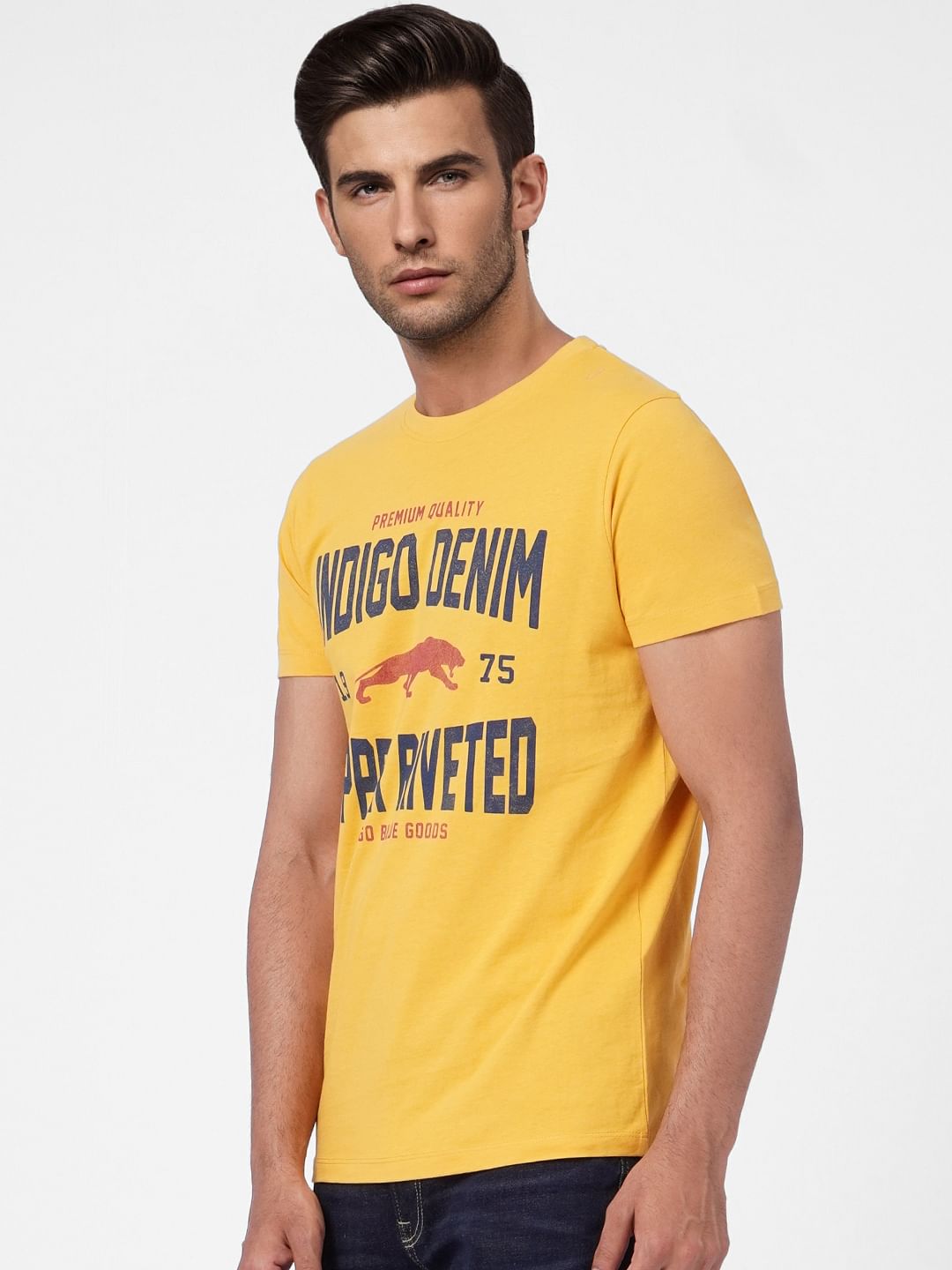 Yellow Graphic Print Crew Neck T-shirt