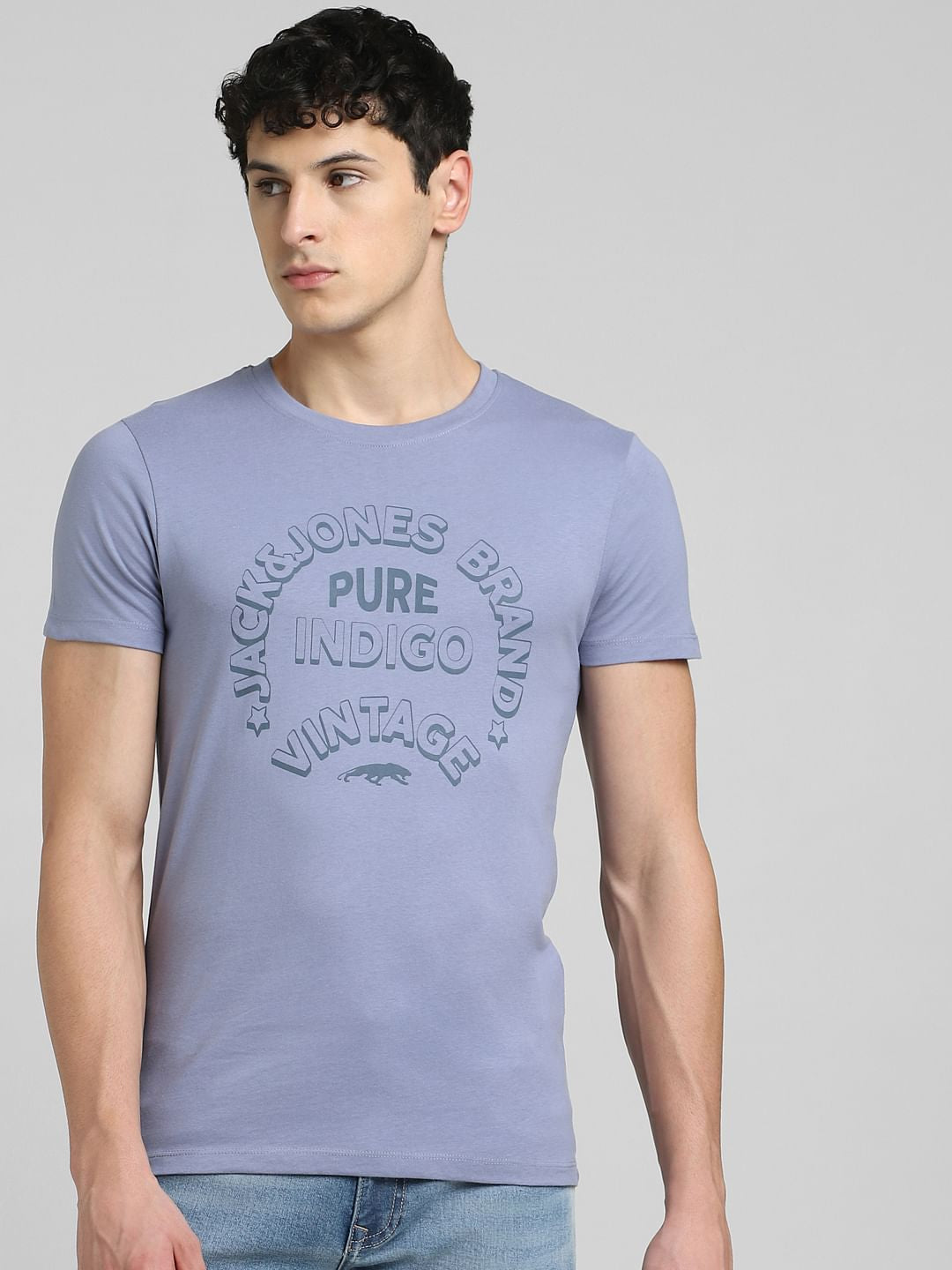 Blue Graphic Print Crew Neck T-shirt