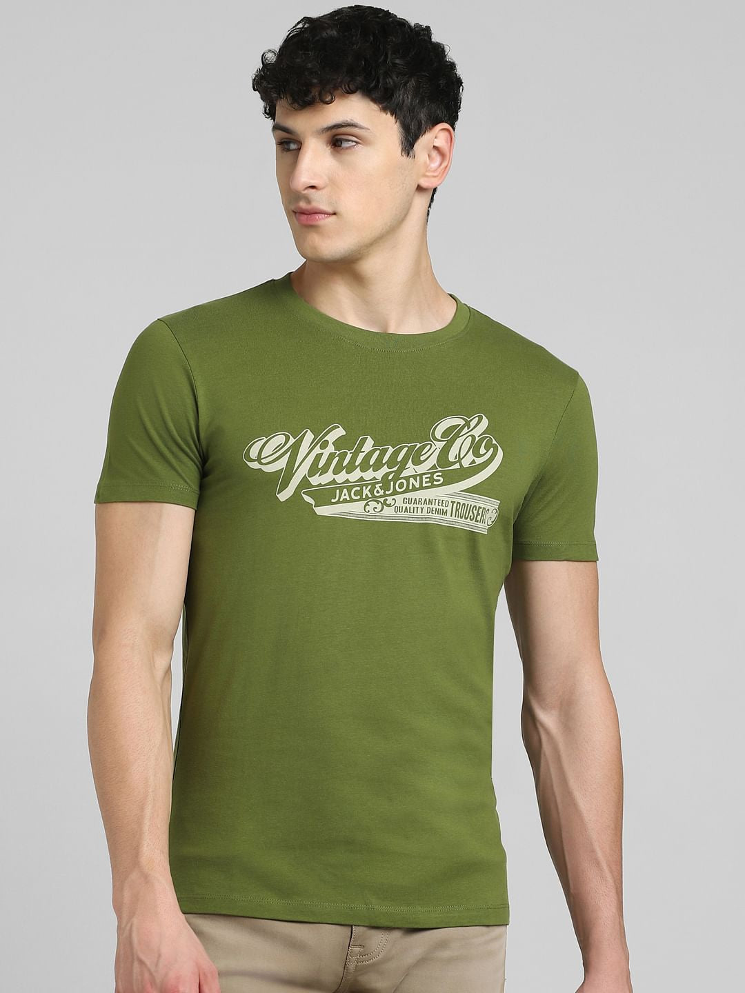 Green Graphic Print Crew Neck T-shirt