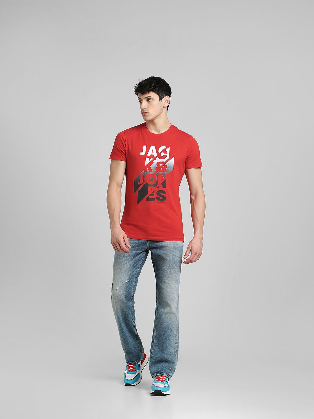 Red Graphic Print Crew Neck T-shirt