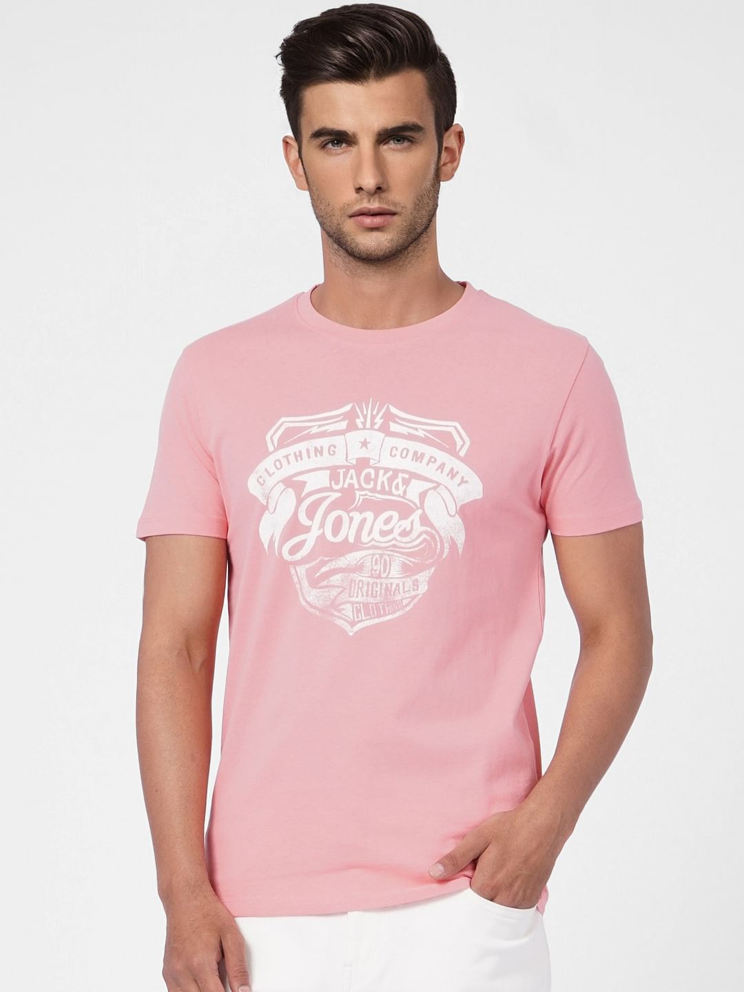 Pink Graphic Print Crew Neck T-shirt