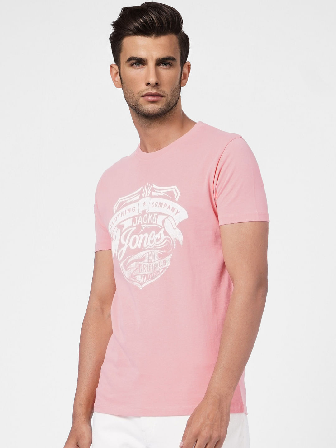 Pink Graphic Print Crew Neck T-shirt