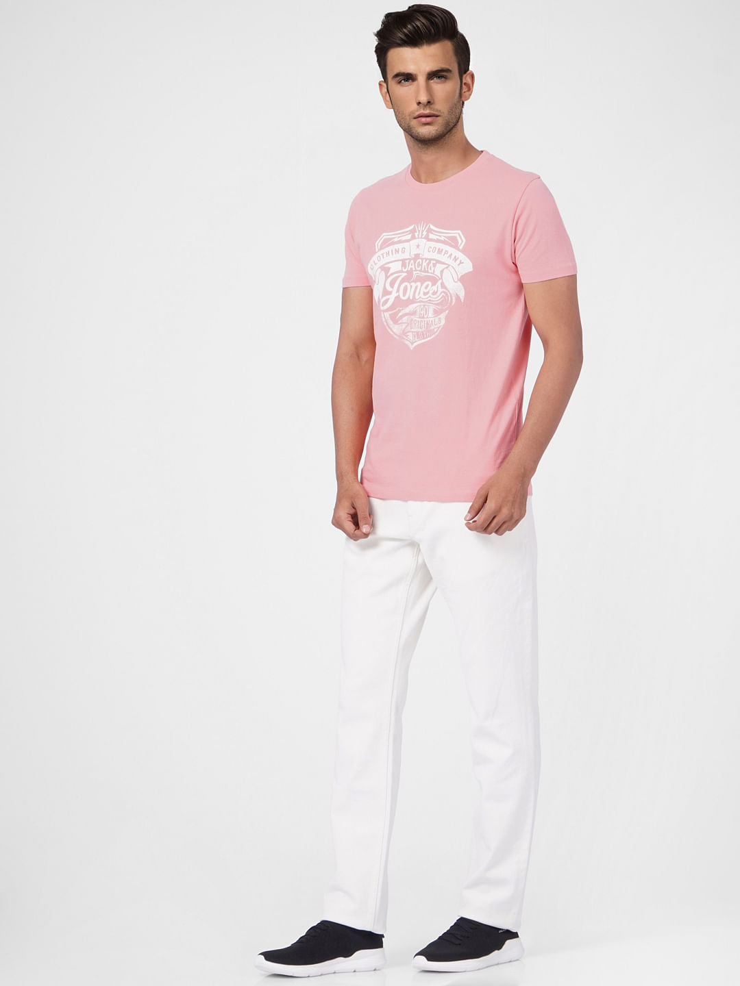 Pink Graphic Print Crew Neck T-shirt