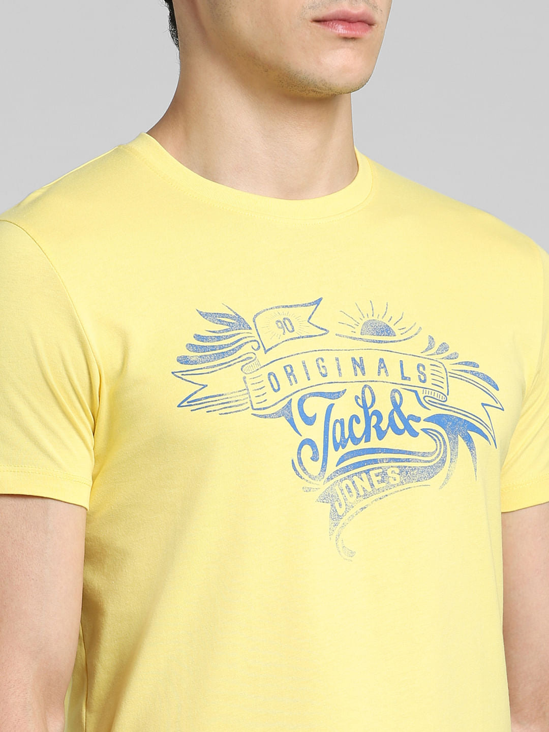 Yellow Graphic Print Crew Neck T-shirt