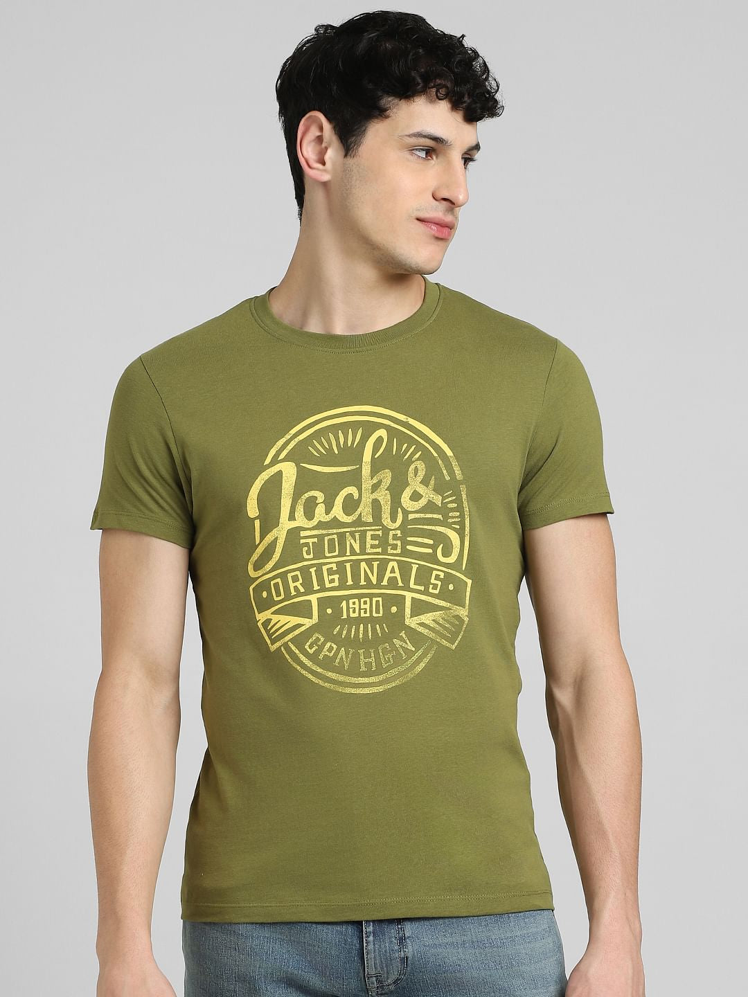 Green Graphic Print Crew Neck T-shirt