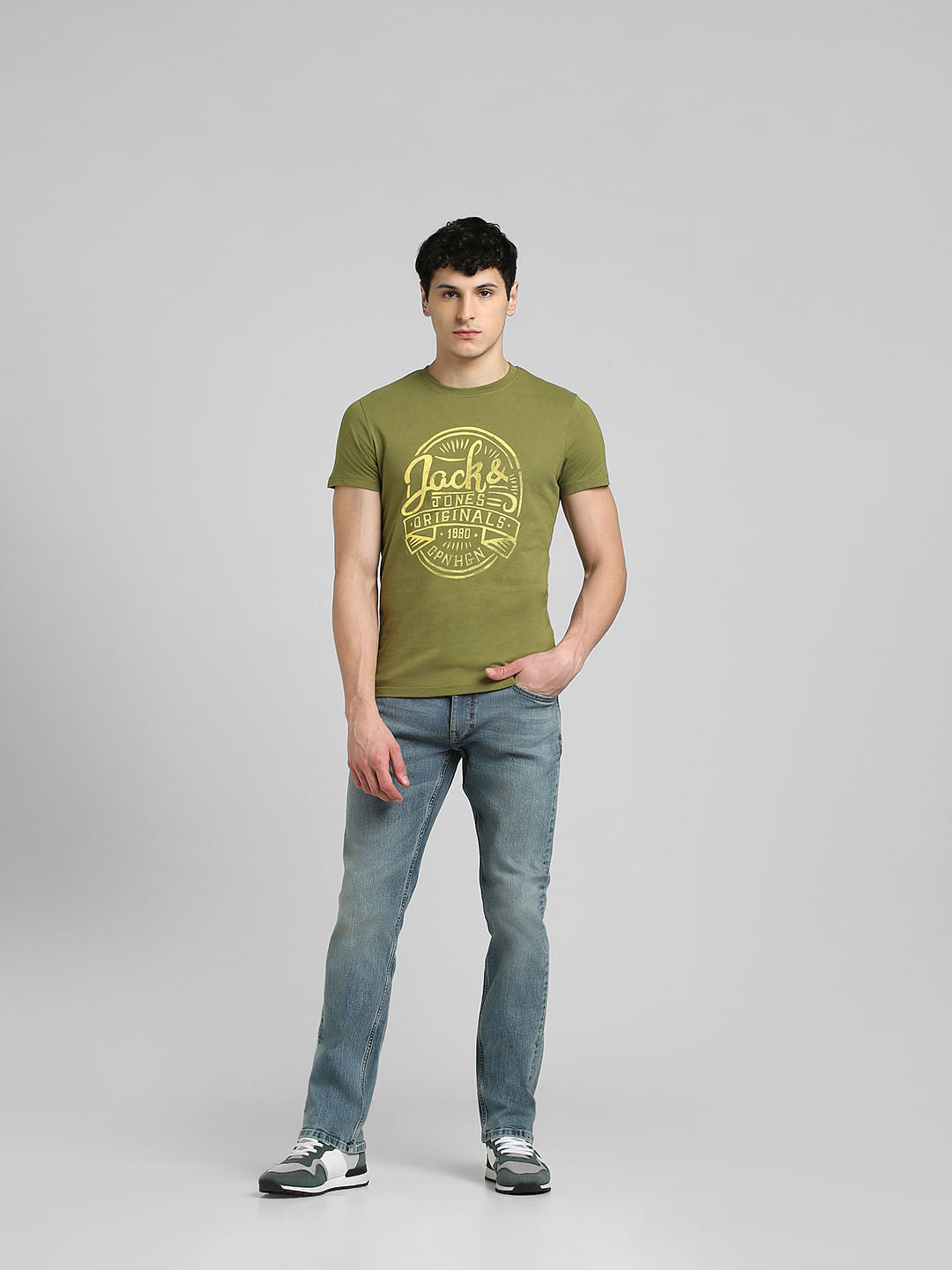 Green Graphic Print Crew Neck T-shirt