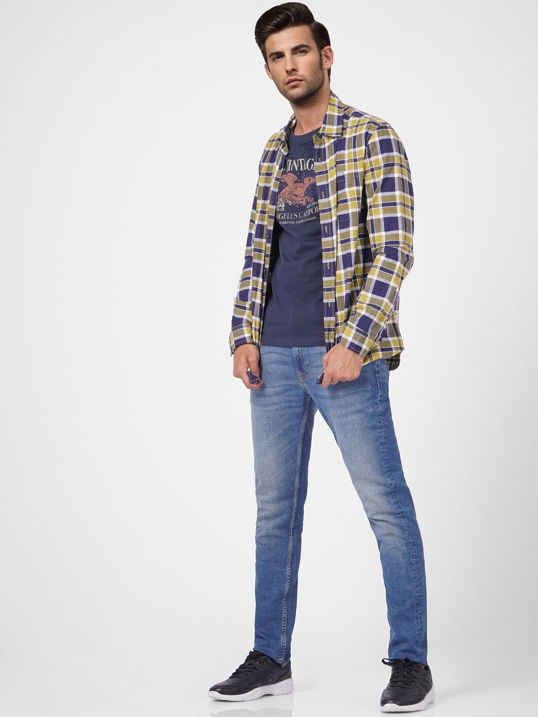 Blue Graphic Print Crew Neck T-shirt