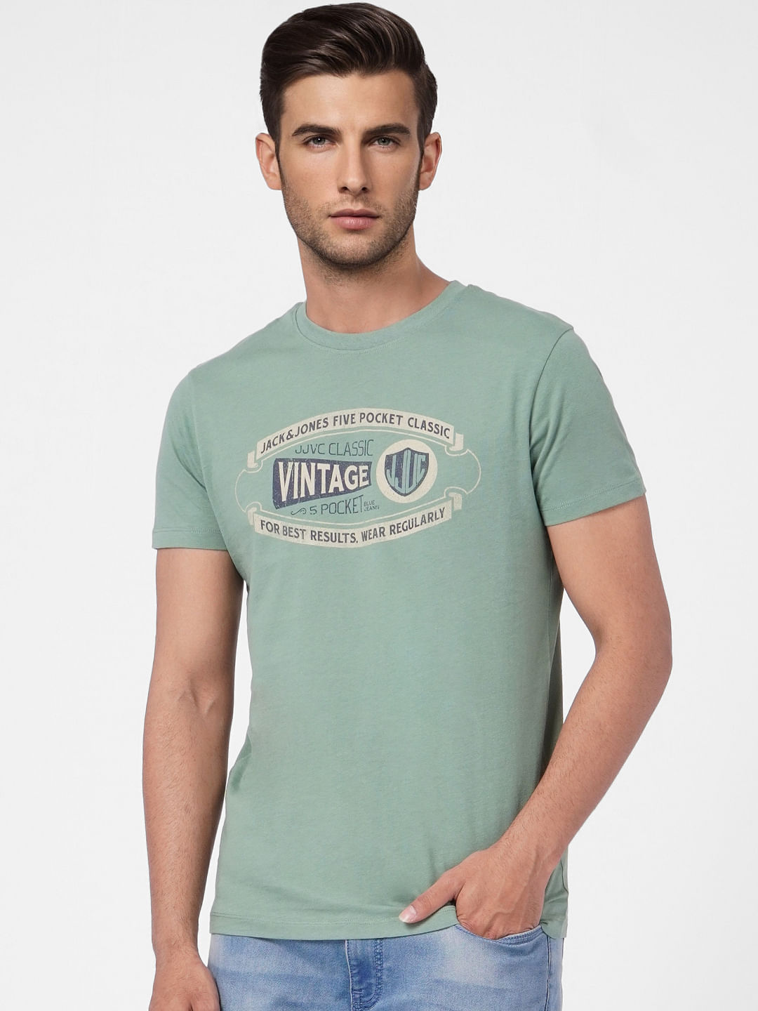 Green Graphic Print Crew Neck T-shirt