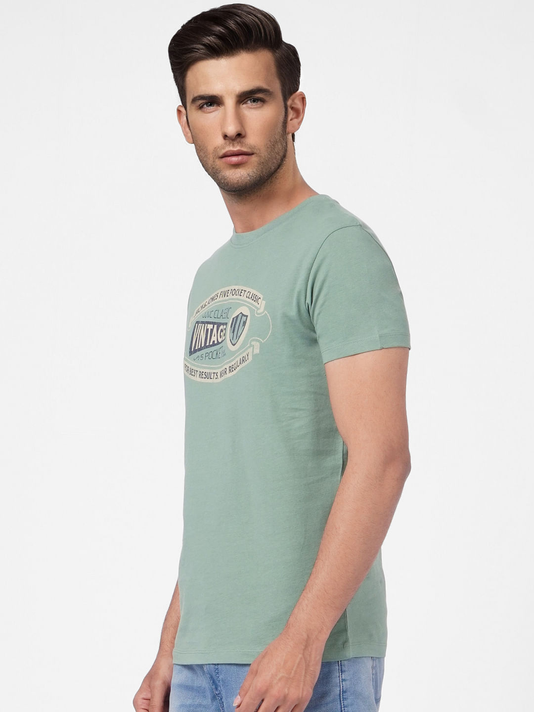 Green Graphic Print Crew Neck T-shirt
